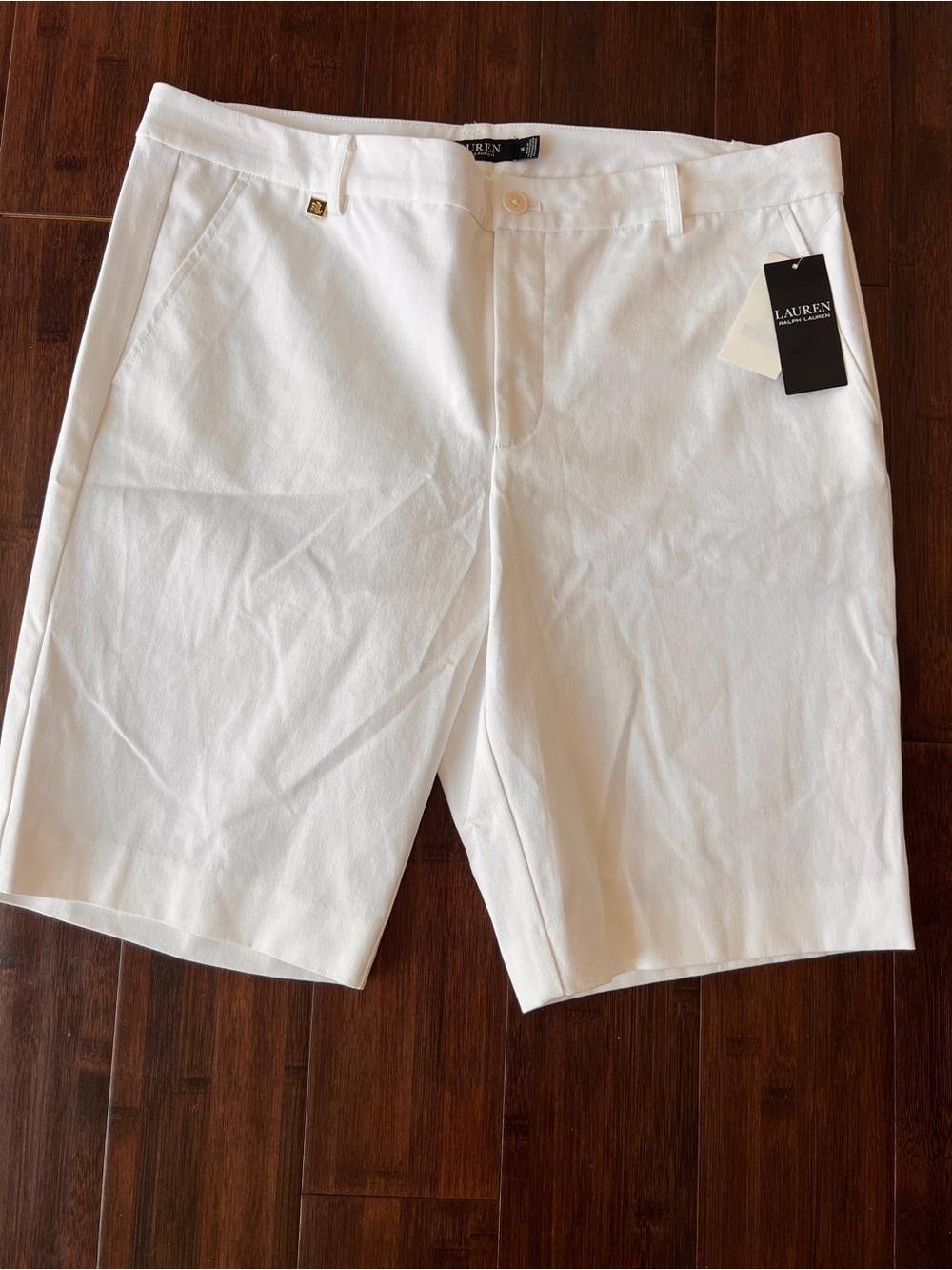 Lauren Ralph Lauren NWT White Bermuda Shorts 14 Cotton Blend Stretch 11” Inseam